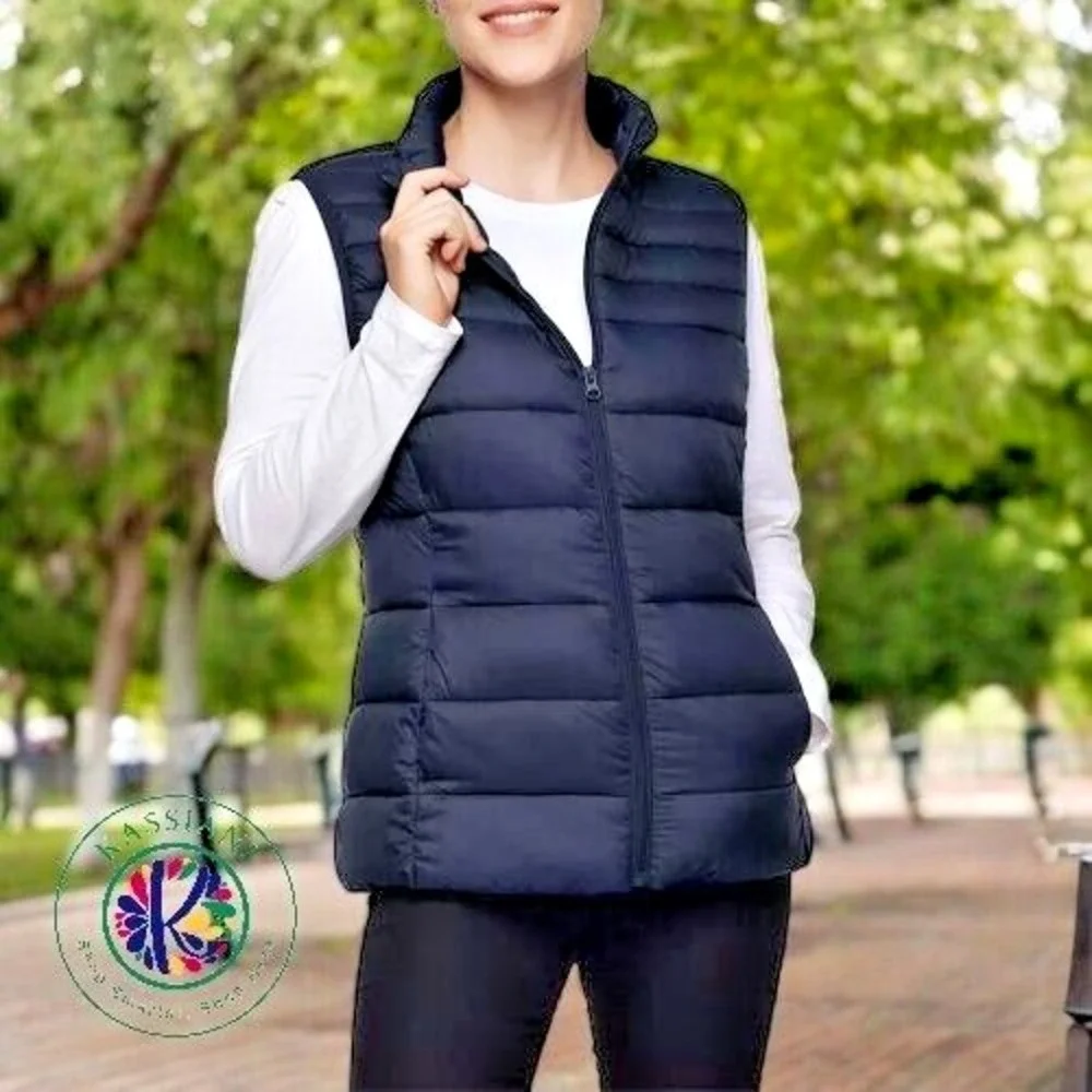 Rokka Rolla Womens Puffer Vest 2XL Navy Blue Lightweight Quilted Padded Full Zip